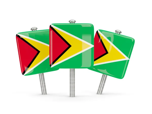 Flag of guyana, three square pins — Stock Photo, Image