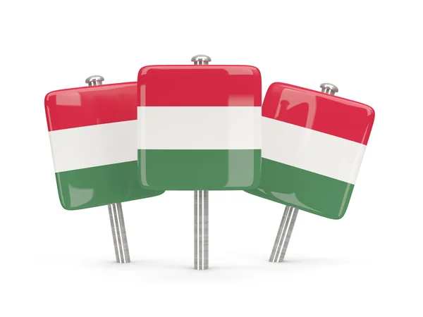 Flag of hungary, three square pins — Stock Photo, Image