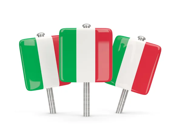 イタリア、3 つの正方形ピンの旗 — ストック写真