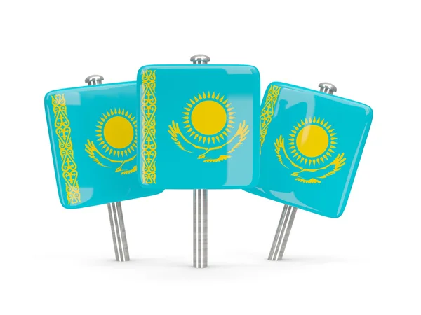 Vlag van Kazachstan, drie vierkante pinnen — Stockfoto