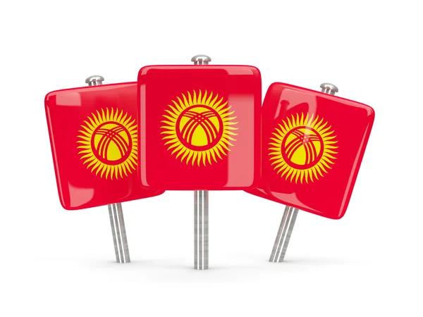 Σημαία της Κιργιζίας, τρία τετραγωνικά καρφίτσες — Φωτογραφία Αρχείου