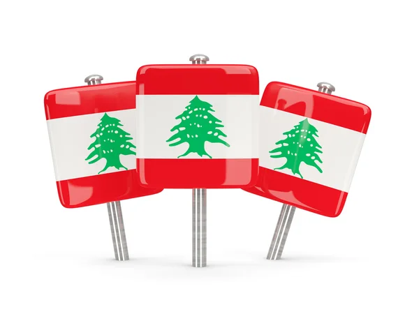 Flag of lebanon, three square pins — Stock Photo, Image