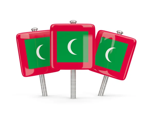 モルディブでは、3 つの正方形ピンの旗 — ストック写真