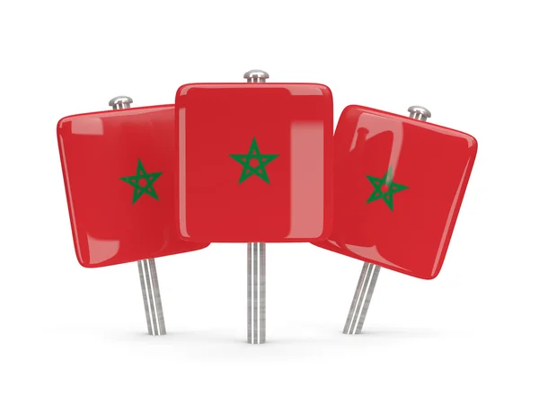 Flagge Marokkos, drei quadratische Pins — Stockfoto