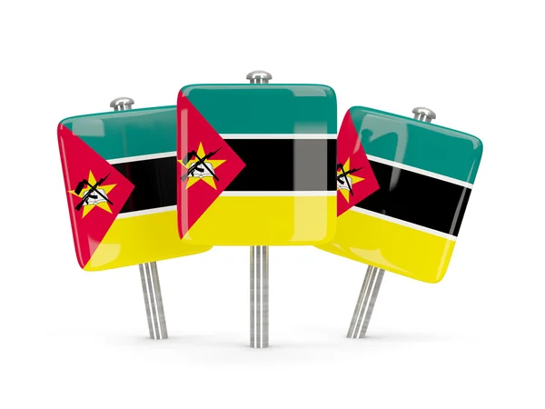 Bandiera del mozambico, tre perni quadrati — Foto Stock