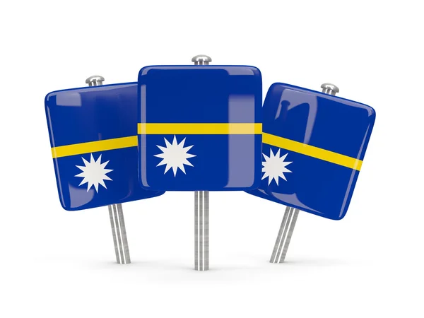 Vlag van nauru, drie vierkante pinnen — Stockfoto