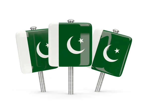Vlajka Pákistánu, tři náměstí kolíky — Stock fotografie