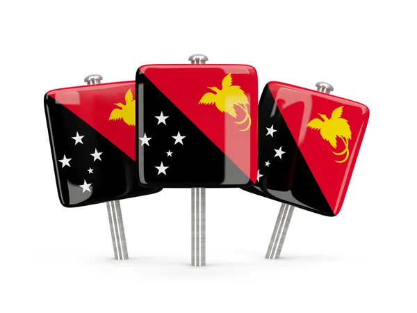 Drapeau de la Papouasie Nouvelle Guinée, trois broches carrées — Photo