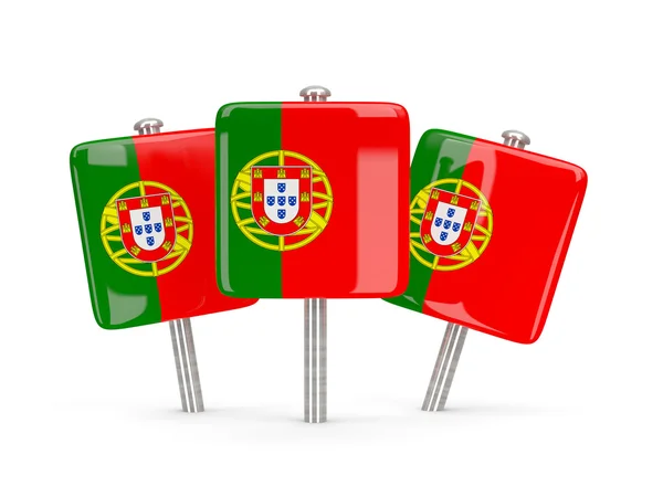 Bandera de portugal, tres pines cuadrados —  Fotos de Stock