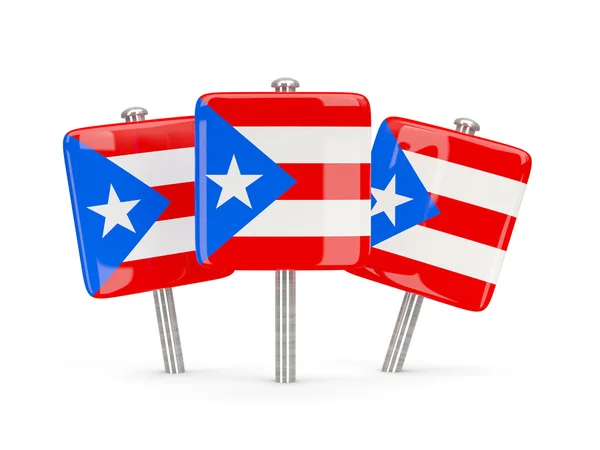 Flag of puerto rico, three square pins — Stock Photo, Image