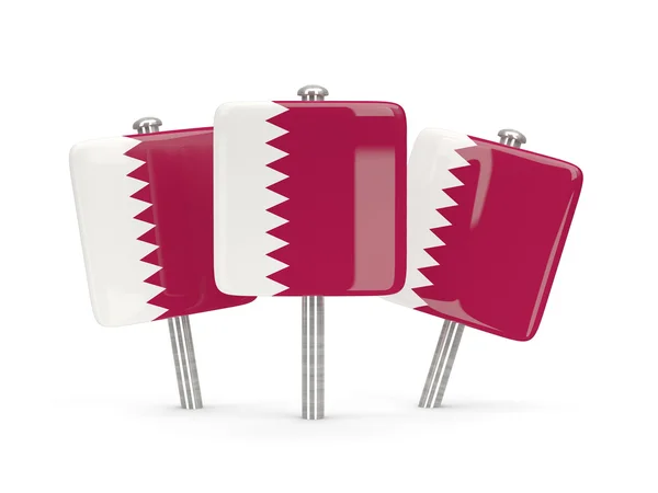 Flagge von Katar, drei quadratische Pins — Stockfoto