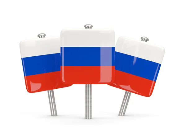 Flag of russia, three square pins — Stock Photo, Image