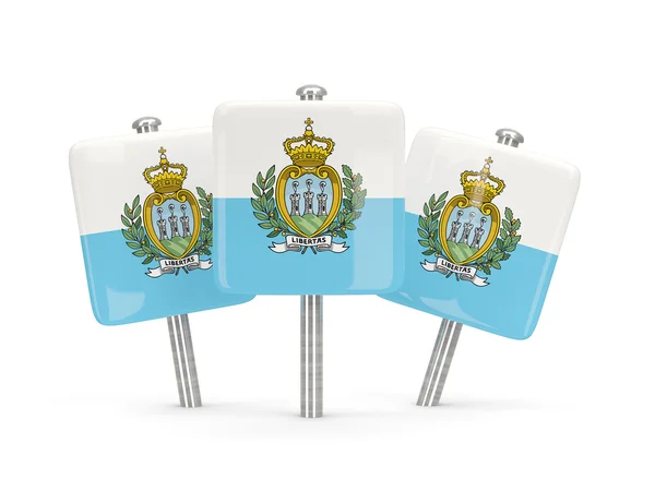 Flag of san marino, three square pins — Stock Photo, Image