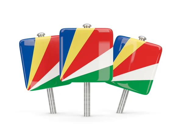 Flag of seychelles, three square pins — Stock Photo, Image