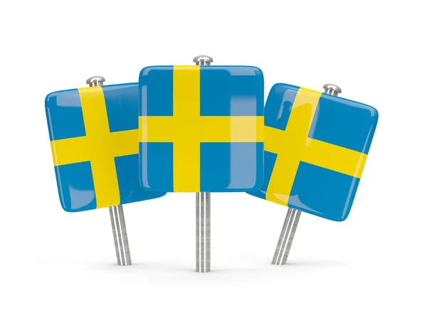 Flag of sweden, three square pins — Stock Photo, Image