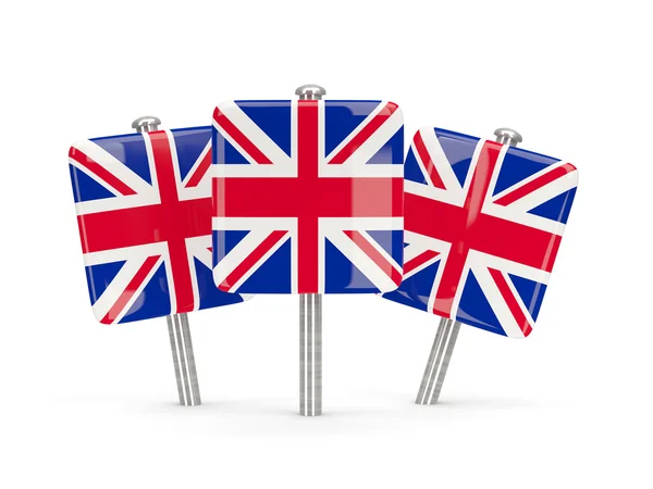 Flag of united kingdom, three square pins — Stock Photo, Image