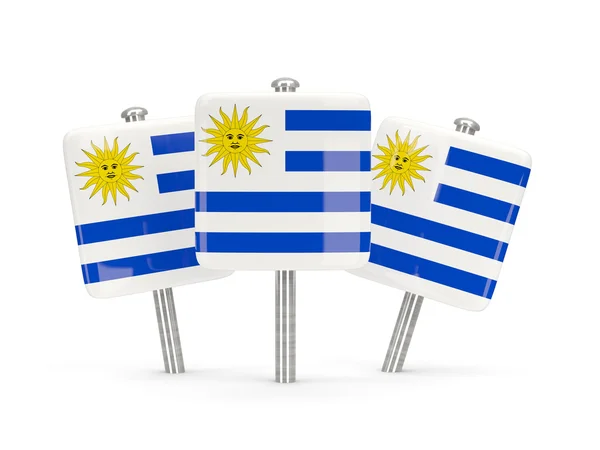 Flagga uruguay, tre fyrkantiga stift — Stockfoto