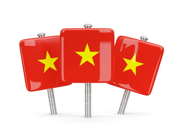Flag of vietnam, three square pins — Stock Photo, Image