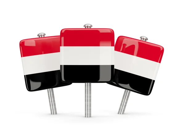 예멘, 3 사각 핀의 국기 — 스톡 사진