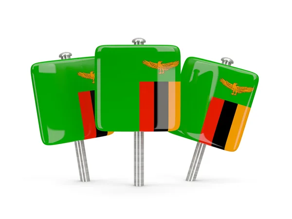 Flag of zambia, three square pins — Stock Photo, Image