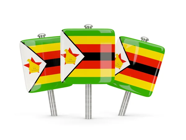 Flag of zimbabwe, three square pins — Stock Photo, Image