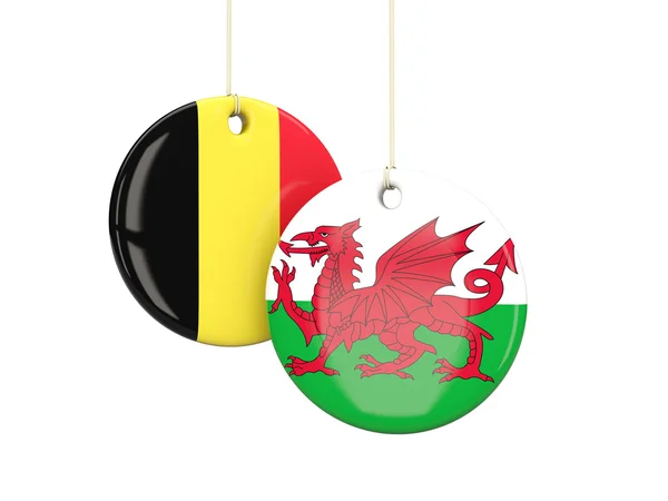 Wales and Belgium soccer teams round labes — Stock Photo, Image