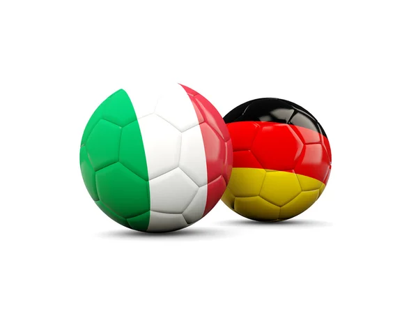 Deutschland und Italien Fußballbälle isoliert auf weiß — Stockfoto