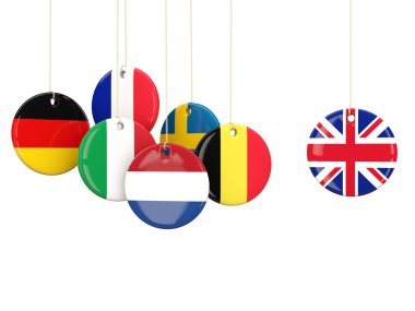 Avrupa Birliği ve Amerika Birleşik Devletleri bayrakları. Brexit kavramı