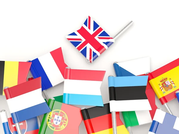 Zászlók, az Európai Unió és az Egyesült Királyság. Brexit koncepció — Stock Fotó