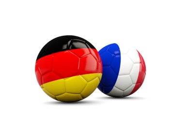 Beyaz izole Fransa ve Almanya futbol topu