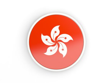 Hong kong bayrağı. Çerçeve ile yuvarlak simge