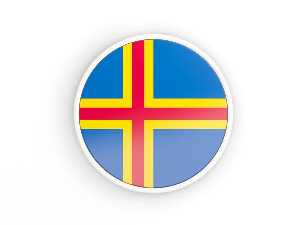 奥兰群岛旗帜。圆形图标与框架 — 图库照片