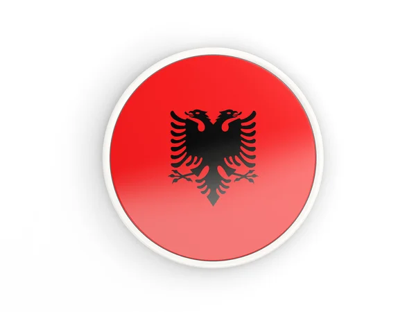 Bandiera di Albania. Icona rotonda con cornice — Foto Stock