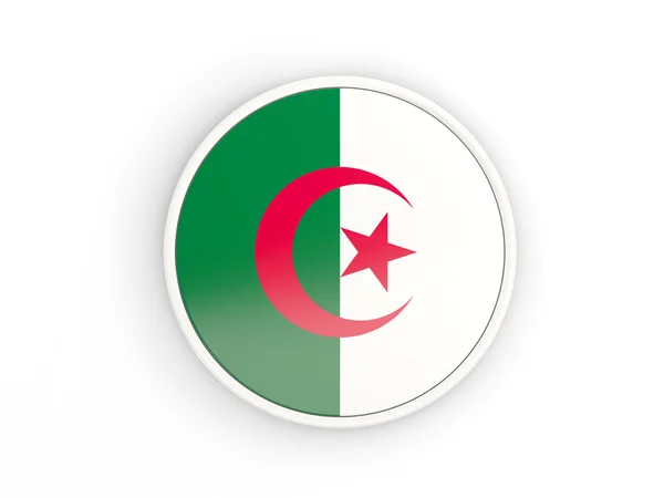 Bendera Aljazair. Ikon bulat dengan bingkai — Stok Foto
