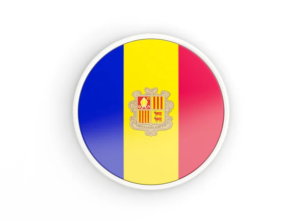 Vlag van andorra. Ronde pictogram met frame — Stockfoto