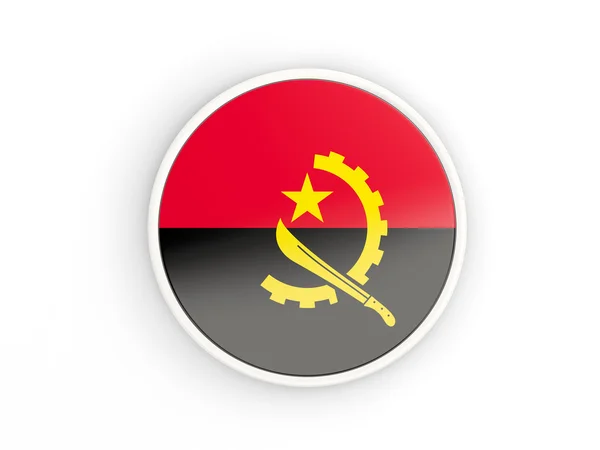 Bandera de Angola. Icono redondo con marco —  Fotos de Stock