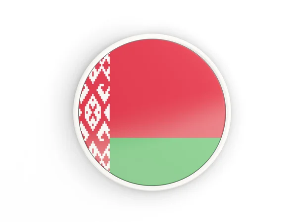 Vlag van Wit-Rusland. Ronde pictogram met frame — Stockfoto