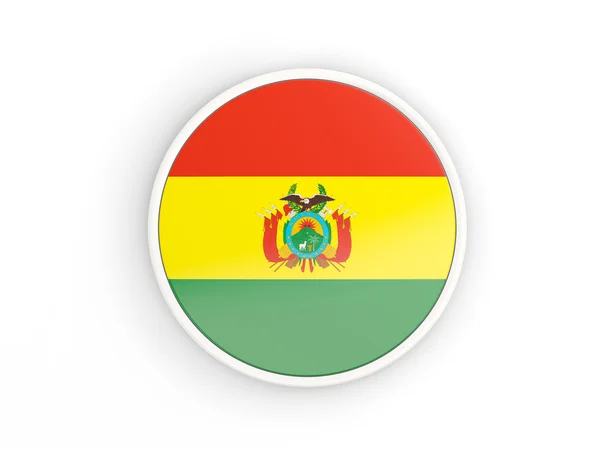 Bandera de bolivia. Icono redondo con marco —  Fotos de Stock