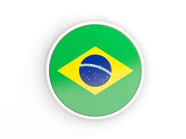 Vlag van Brazilië. Ronde pictogram met frame — Stockfoto