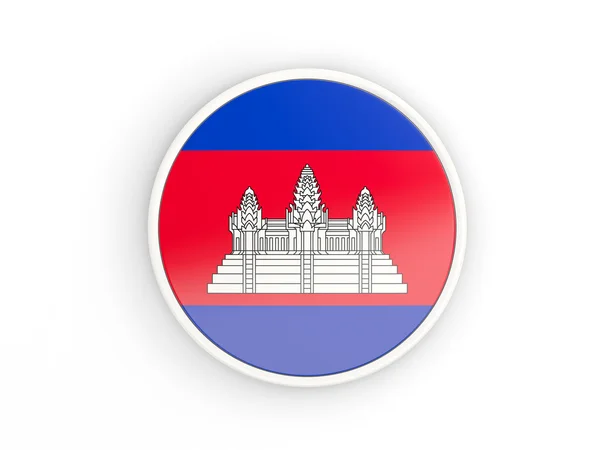 Bandeira de cambodia. Ícone redondo com quadro — Fotografia de Stock