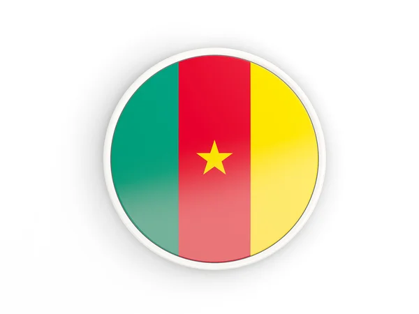 喀麦隆国旗。圆形图标与框架 — 图库照片