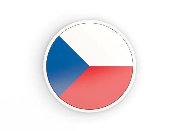 Bandera de la República Checa. Icono redondo con marco —  Fotos de Stock
