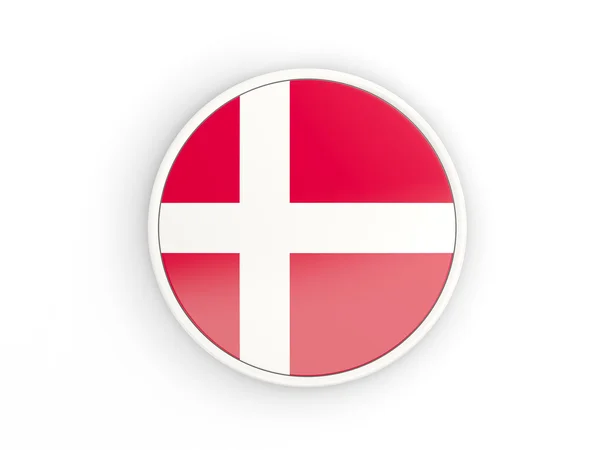 Flagga Danmark. Runda ikonen med ram — Stockfoto