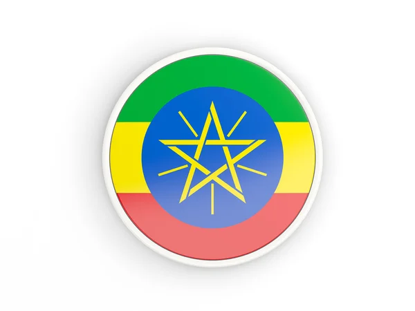 Flag of ethiopia. Round icon with frame — Stock Photo, Image