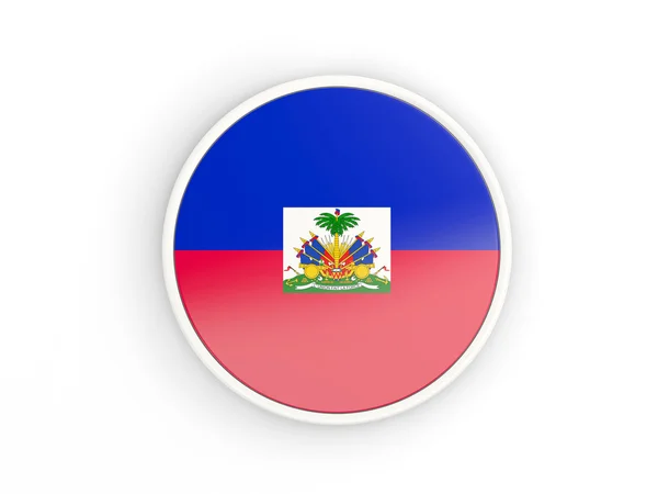 Bandera de Haiti. Icono redondo con marco —  Fotos de Stock