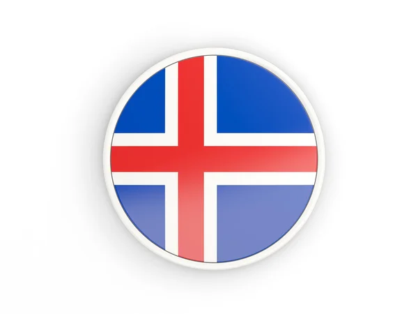 Bandeira da Islândia. Ícone redondo com quadro — Fotografia de Stock