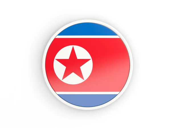 Vlag Noord-Korea. Ronde pictogram met frame — Stockfoto