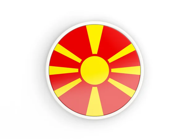 Bandera de macedonia. Icono redondo con marco — Foto de Stock