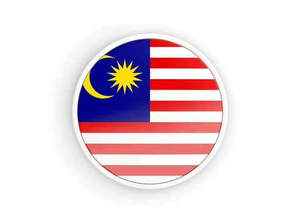 Flagge Malaysias. runde Ikone mit Rahmen — Stockfoto