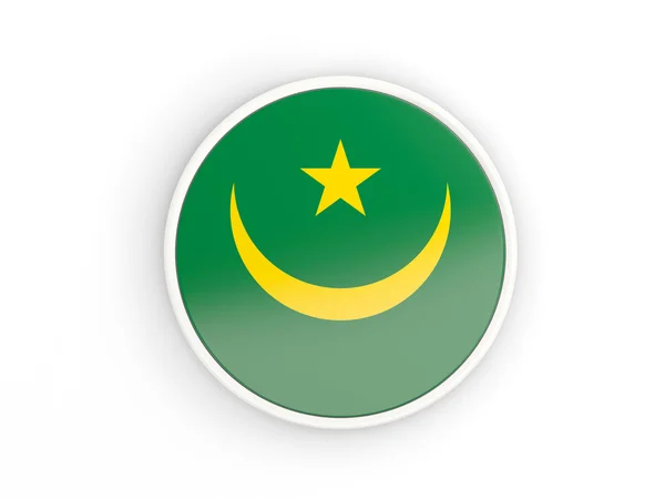 Bandeira de mauritânia. Ícone redondo com quadro — Fotografia de Stock